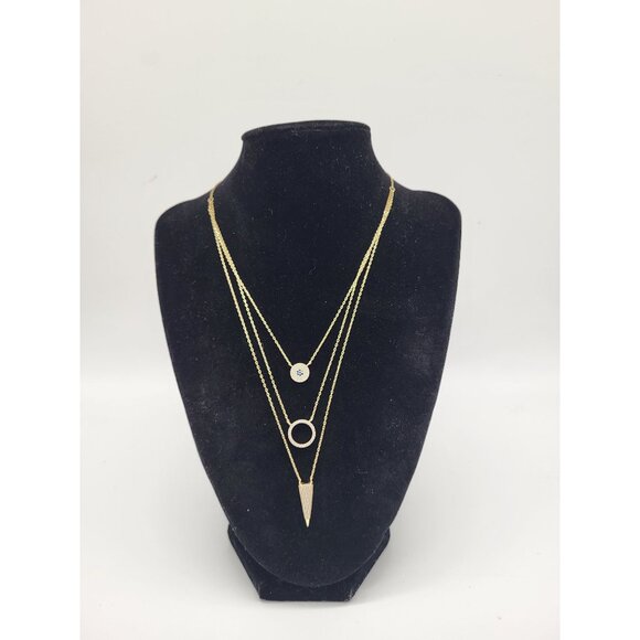 Jennifer Miller Jewelry - JENNIFER MILLER TRIPLE LAYER NECKLACE Gold Plated 925 Sterling Silver Pave *FLAW